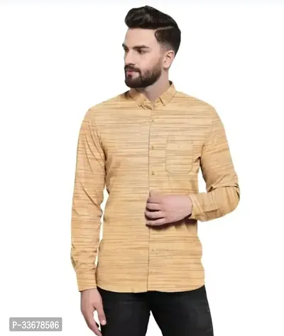 Reliable Yellow Cotton Textured Casual Shirt For Men-thumb0