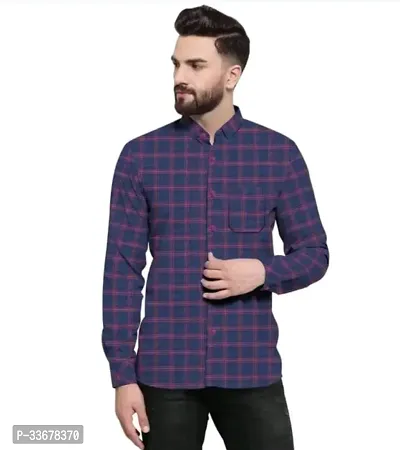 Reliable Purple Cotton Checked Casual Shirt For Men-thumb0