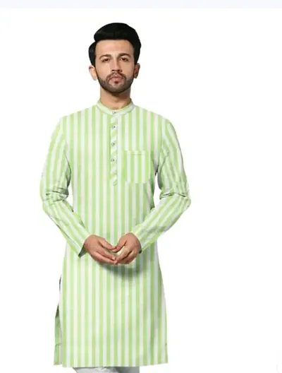 Stylish Jute Khadi Striped Kurtas For Men