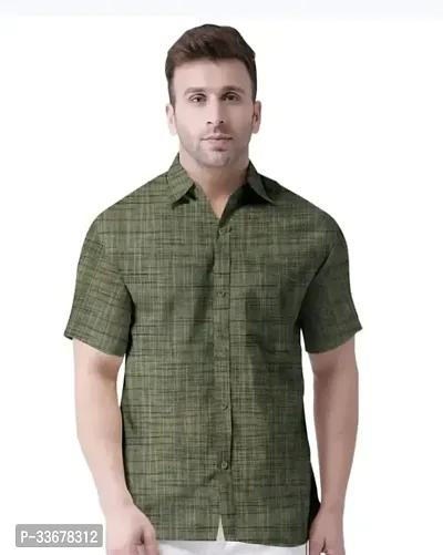 Reliable Green Cotton Textured Casual Shirt For Men-thumb0