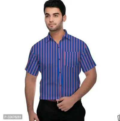 Reliable Purple Cotton Striped Casual Shirt For Men-thumb0