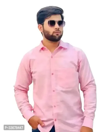 Reliable Pink Cotton Solid Casual Shirt For Men-thumb0