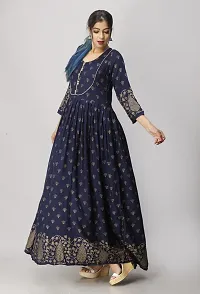 Stylish Navy Blue Viscose Rayon Kurta For Women-thumb4