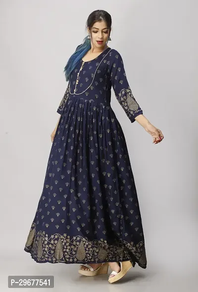 Stylish Navy Blue Viscose Rayon Kurta For Women-thumb5