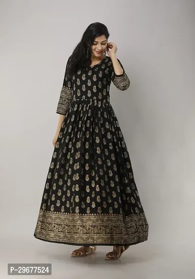 Stylish Black Viscose Rayon Kurta For Women-thumb0