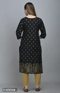 Stylish Black Cotton Printed Kurta For Women-thumb1
