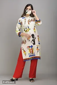 Stylish Off White Cotton Printed Kurta For Women-thumb4