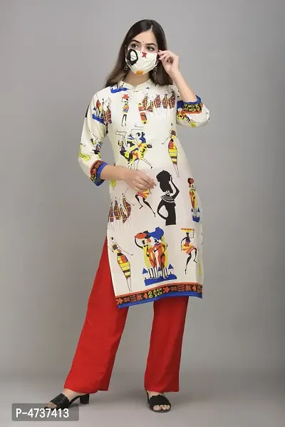 Stylish Off White Cotton Printed Kurta For Women-thumb5