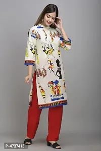 Stylish Off White Cotton Printed Kurta For Women-thumb3