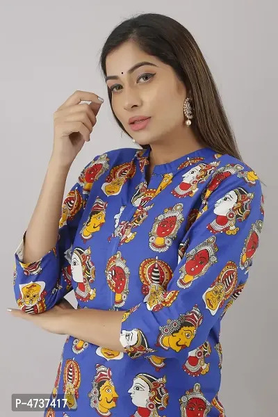 Stylish Multicoloured Cotton Printed Kurta For Women-thumb3