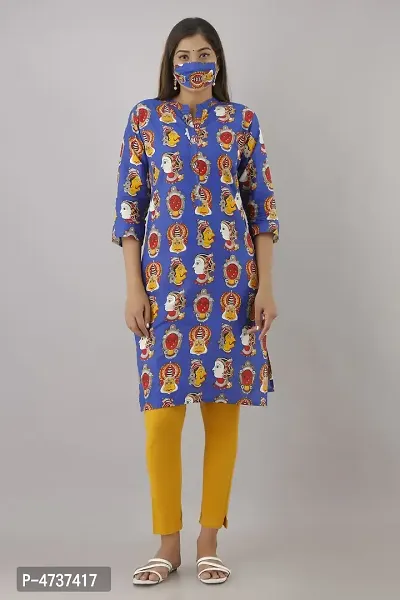 Stylish Multicoloured Cotton Printed Kurta For Women-thumb5