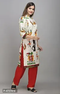 Stylish White Cotton Printed Kurta For Women-thumb2