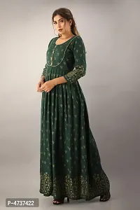 Stylish Green Rayon Printed Kurta For Women-thumb2