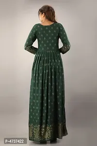 Stylish Green Rayon Printed Kurta For Women-thumb1