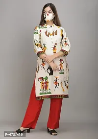 Stylish White Cotton Printed Kurta For Women-thumb4