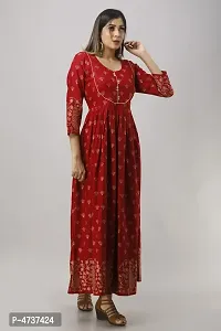 Stylish Maroon Rayon Printed Kurta For Women-thumb4