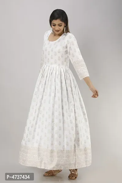 Stylish White Rayon Printed Kurta For Women