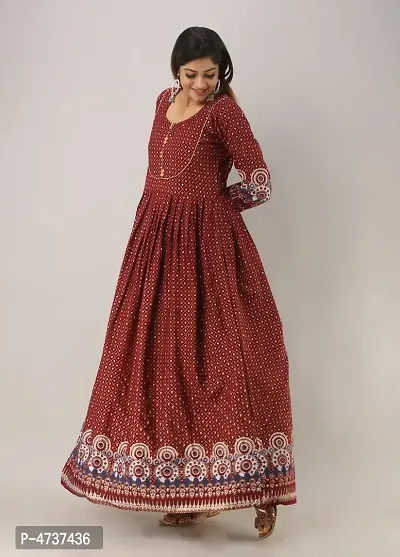 Stylish Maroon Rayon Printed Kurta For Women