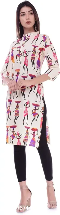 Stylish Multicoloured Cotton Printed Kurta For Women-thumb3