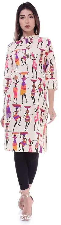 Stylish Multicoloured Cotton Printed Kurta For Women-thumb0