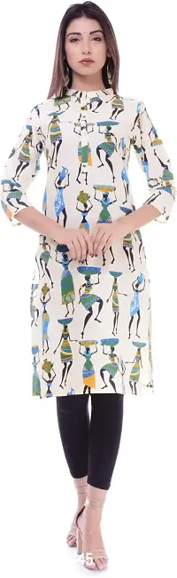 Stylish Multicoloured Cotton Printed Kurta For Women