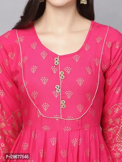 Stylish Pink Viscose Rayon Kurta For Women-thumb4