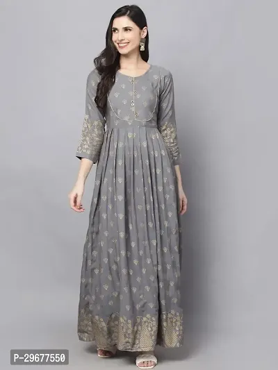 Stylish Grey Viscose Rayon Kurta For Women-thumb5