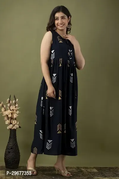 Stylish Navy Blue Viscose Rayon Kurta For Women-thumb3