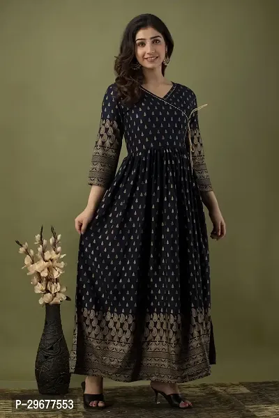 Stylish Black Viscose Rayon Kurta For Women-thumb5