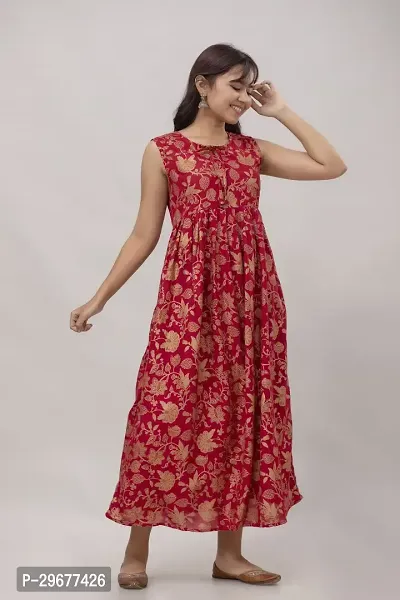 Stylish Red Viscose Rayon Kurta For Women-thumb3