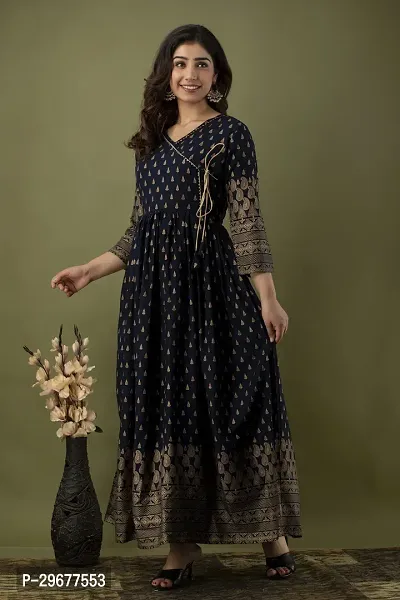 Stylish Black Viscose Rayon Kurta For Women-thumb0