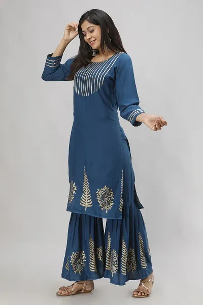 Trendy Cotton Blend Self Pattern Kurta with Bottom Set