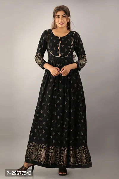 Stylish Black Viscose Rayon Kurta For Women-thumb4