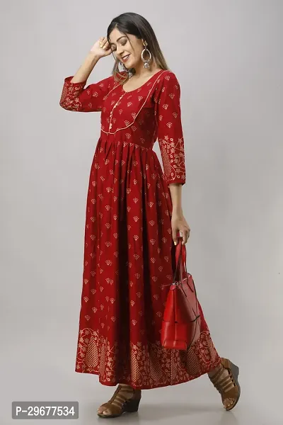 Stylish Maroon Viscose Rayon Kurta For Women-thumb3