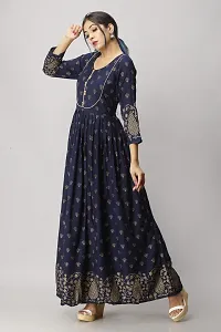 Stylish Navy Blue Viscose Rayon Kurta For Women-thumb2