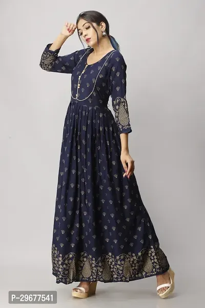 Stylish Navy Blue Viscose Rayon Kurta For Women-thumb3