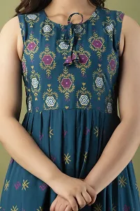 Stylish Teal Viscose Rayon Kurta For Women-thumb3