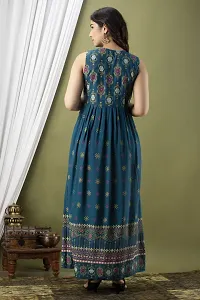 Stylish Teal Viscose Rayon Kurta For Women-thumb1