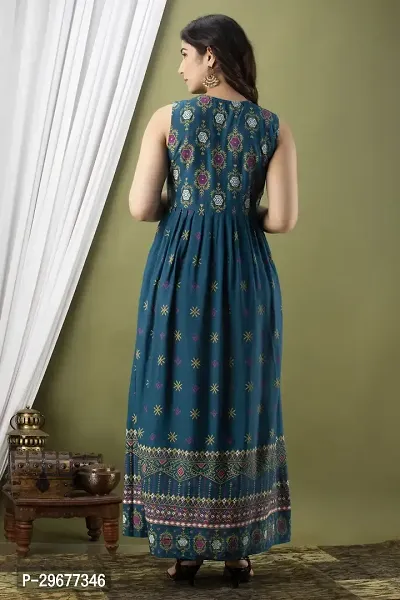 Stylish Teal Viscose Rayon Kurta For Women-thumb2