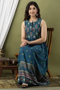 Stylish Teal Viscose Rayon Kurta For Women-thumb2