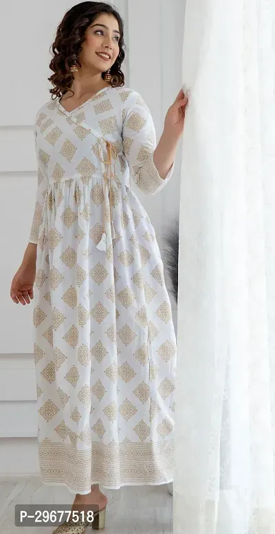 Stylish White Viscose Rayon Kurta For Women-thumb0