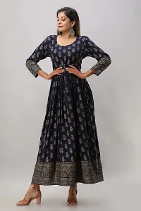 Stylish Navy Blue Viscose Rayon Kurta For Women-thumb4