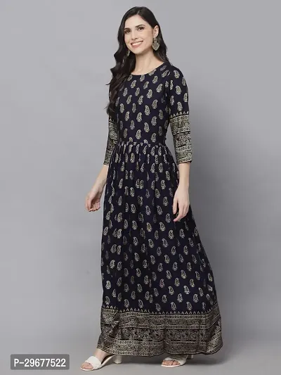 Stylish Navy Blue Viscose Rayon Kurta For Women-thumb0