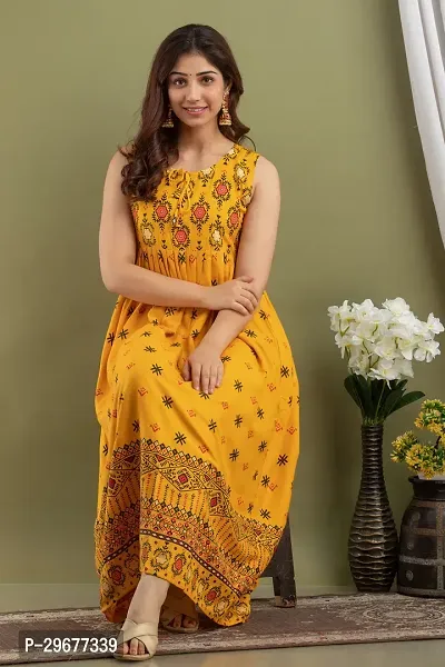 Stylish Yellow Viscose Rayon Kurta For Women-thumb0