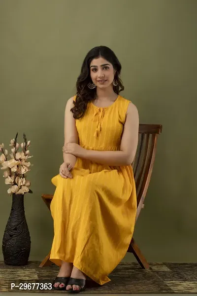 Stylish Yellow Viscose Rayon Kurta For Women-thumb0