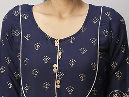 Stylish Navy Blue Viscose Rayon Kurta For Women-thumb3