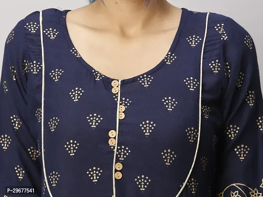 Stylish Navy Blue Viscose Rayon Kurta For Women-thumb4