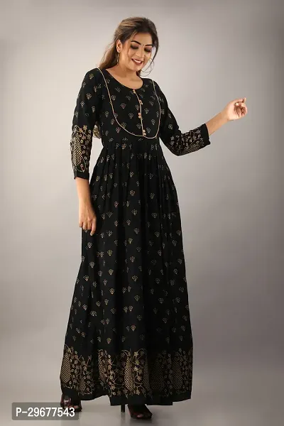 Stylish Black Viscose Rayon Kurta For Women-thumb5