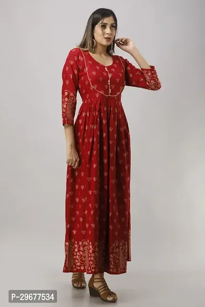 Stylish Maroon Viscose Rayon Kurta For Women-thumb5