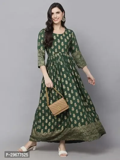 Stylish Green Viscose Rayon Kurta For Women-thumb4